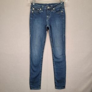True Religion Jeans Women's Size 27 Mid-Rise Super Skinny   Dark Wash Denim